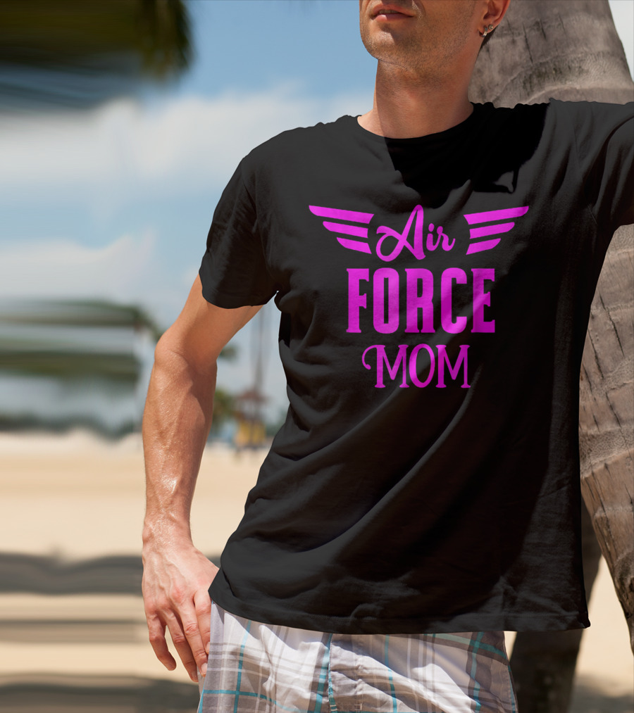US Air Force Pink Proud Air Force Mom Wings T-Shirt