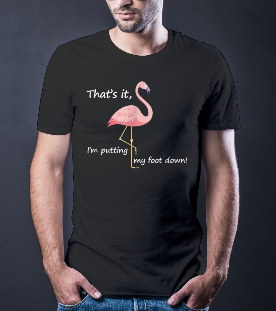 That's It I'm Putting My Foot Down Funny Flamingo Humour T-Shirt
