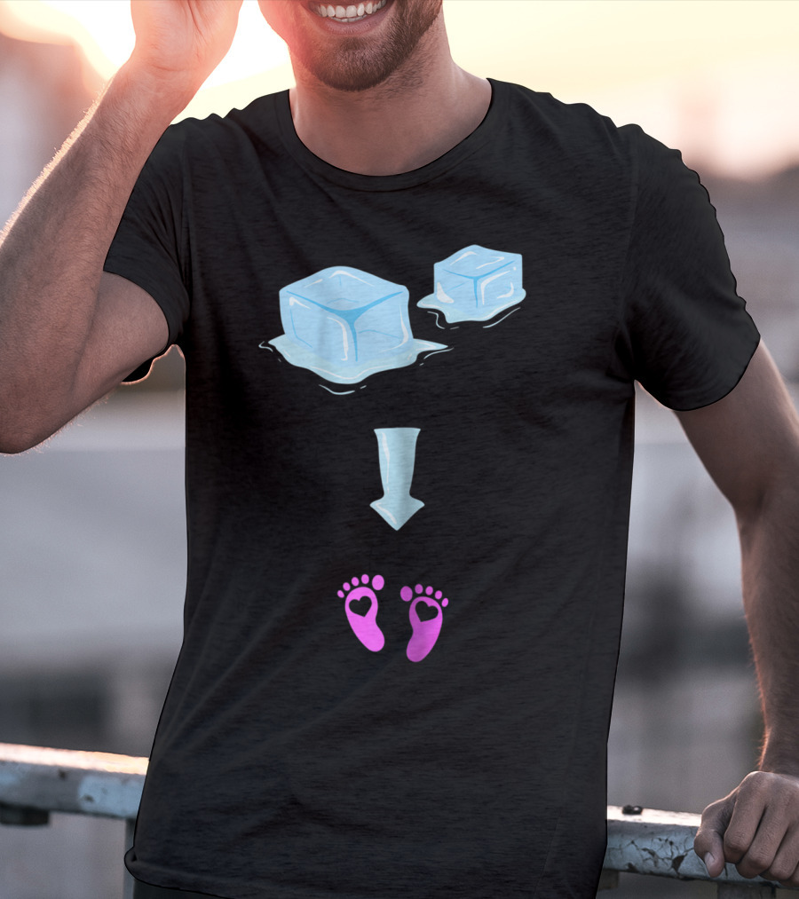 Ice Ice Girls Pregnancy Announcement Mom Of Girls Ice Cubes Baby Feet T-Shirt