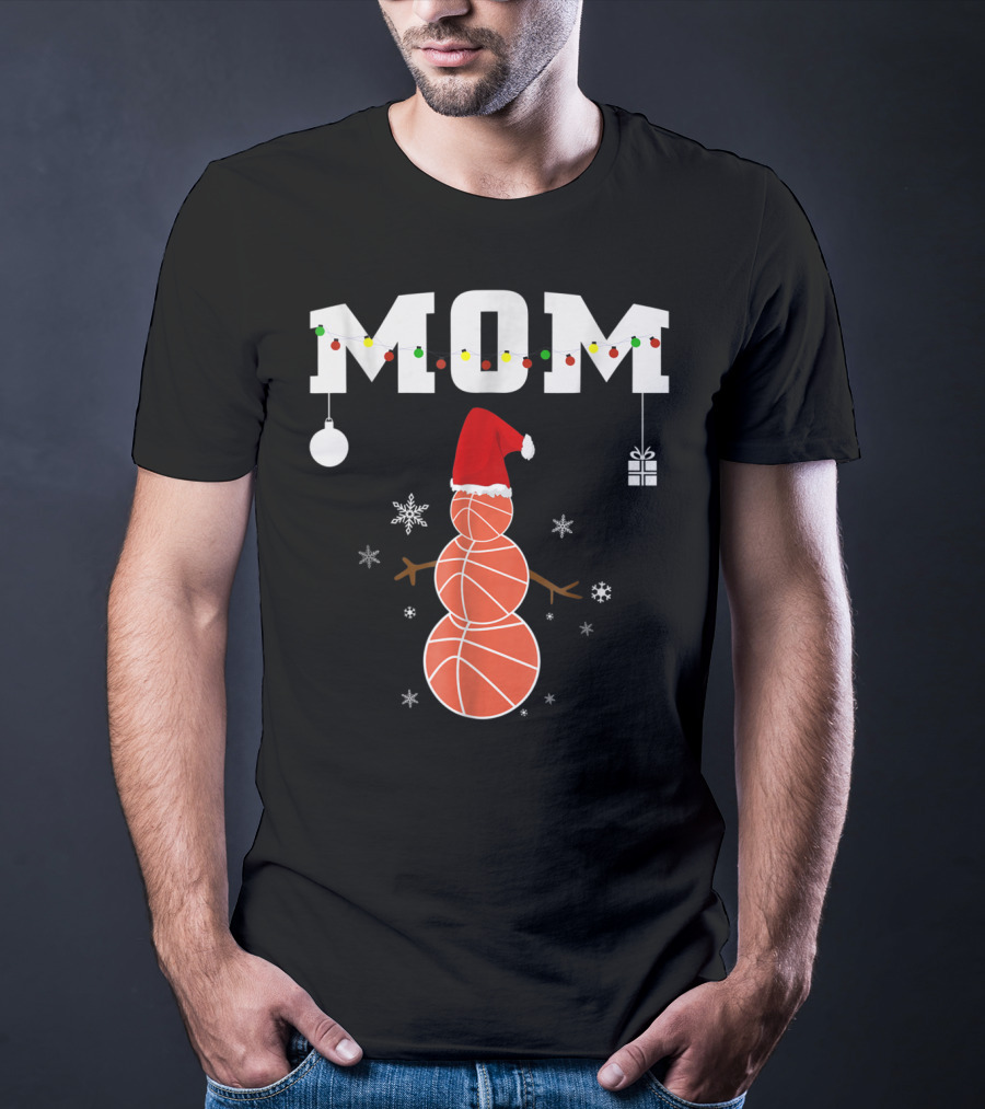 Basketball Mom Snowman Christmas Family Matching Holiday 90s T-Shirt