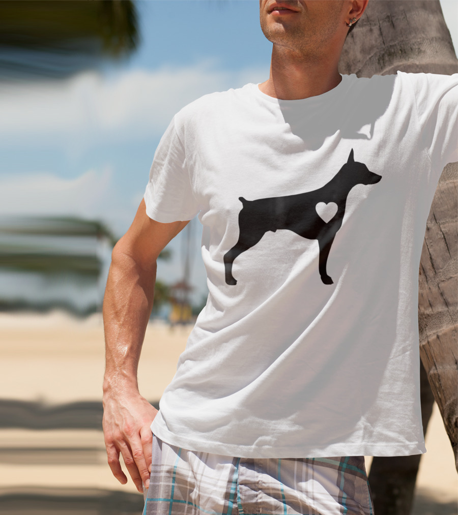 Doberman Heart Love Silhouette Dog Mom90 T-Shirt