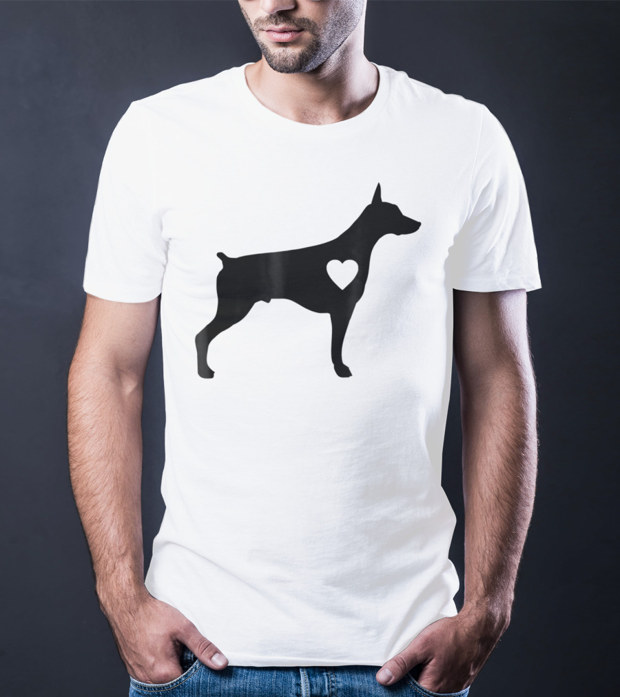 Doberman Heart Love Silhouette Dog Mom90 T-Shirt