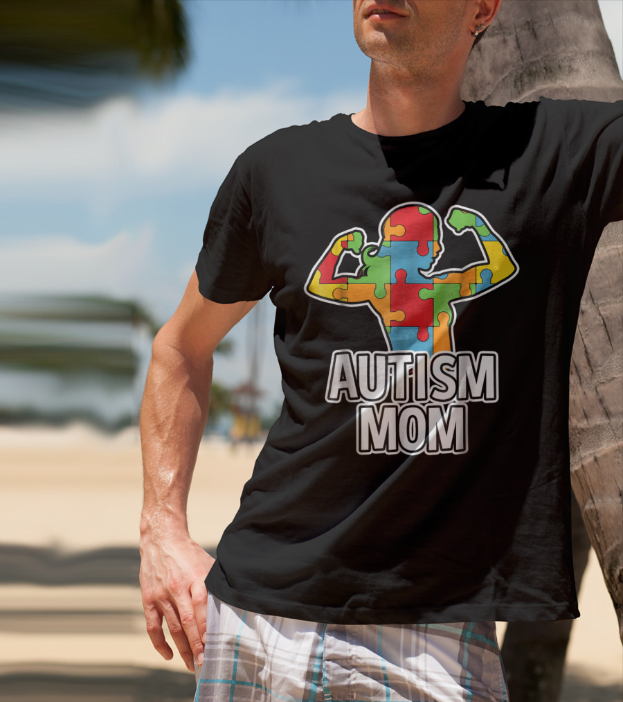 Autism Mom Puzzle Piece Awareness T-Shirt