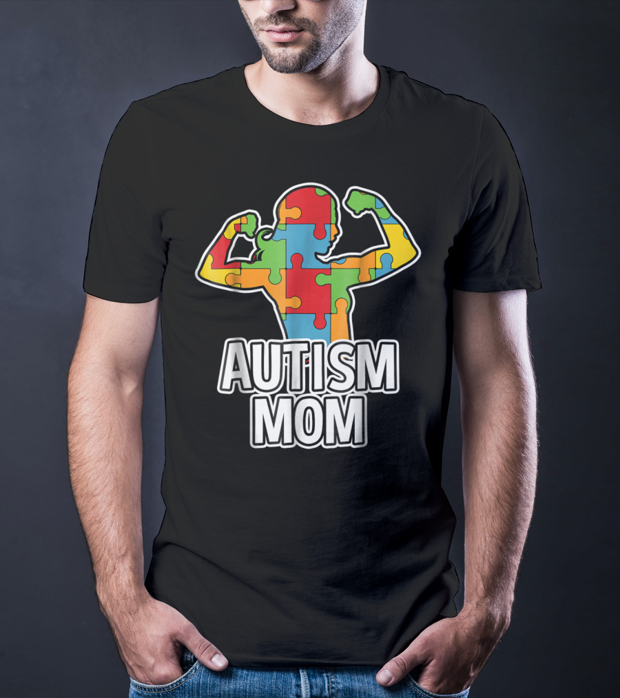 Autism Mom Puzzle Piece Awareness T-Shirt