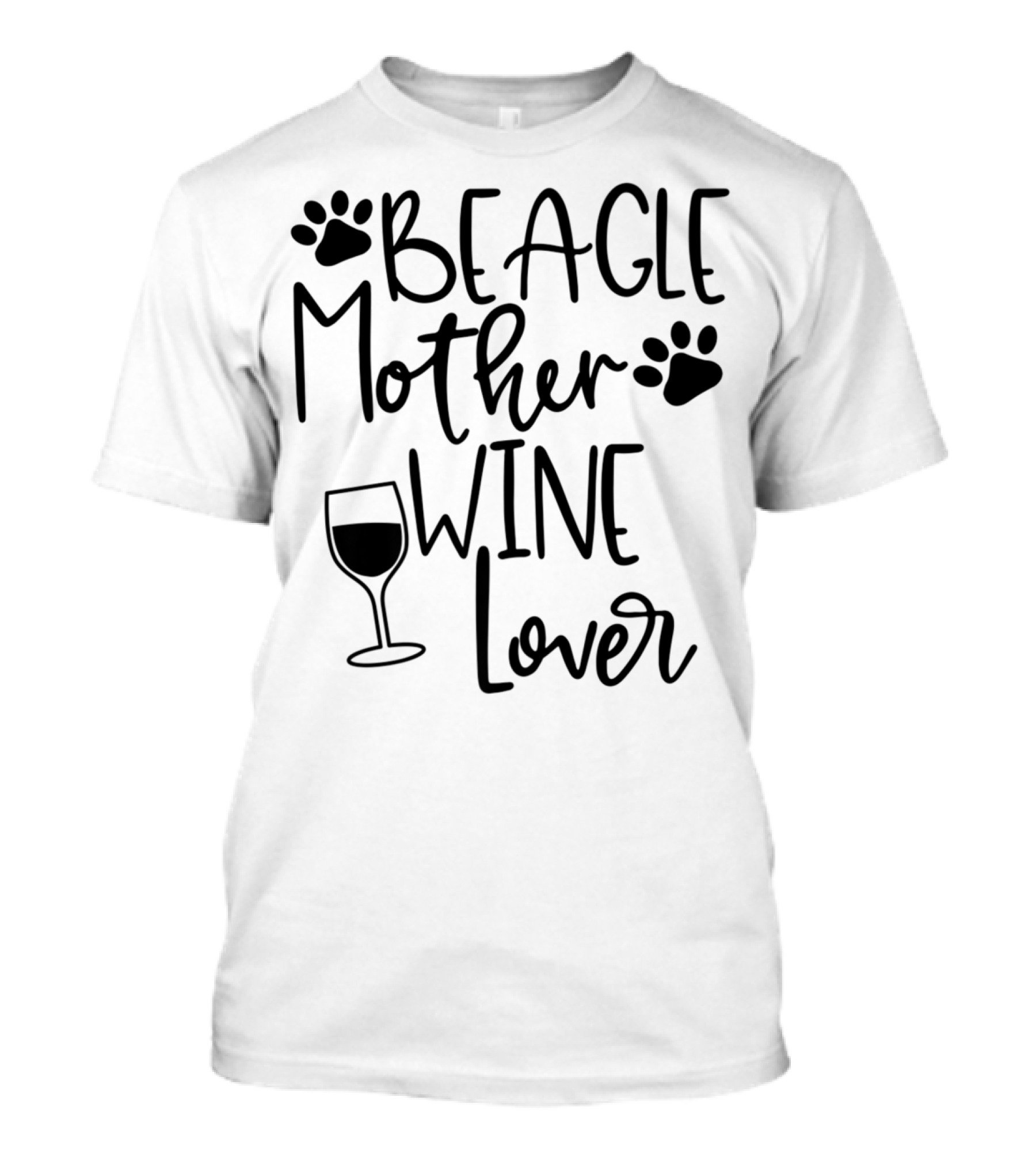 Beagle Mother Wine Lover Women's Cute Dog Paw Prints T-Shirt