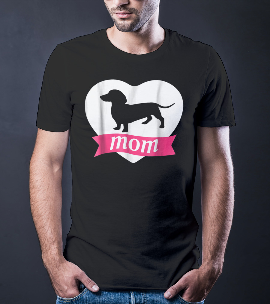 DACHSHUND MOM Heart Silhouette Vintage Fleece T-Shirt