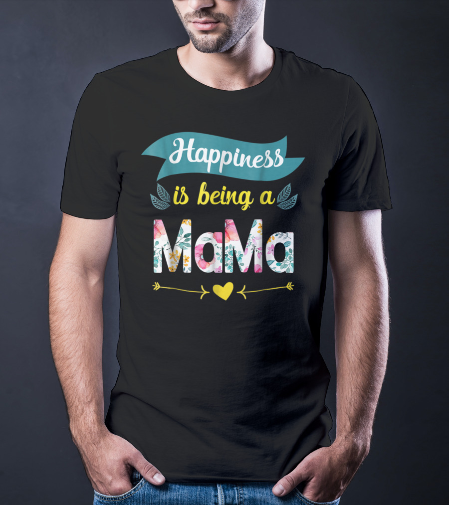Happiness Is Being A Mama Floral Heart T-Shirt