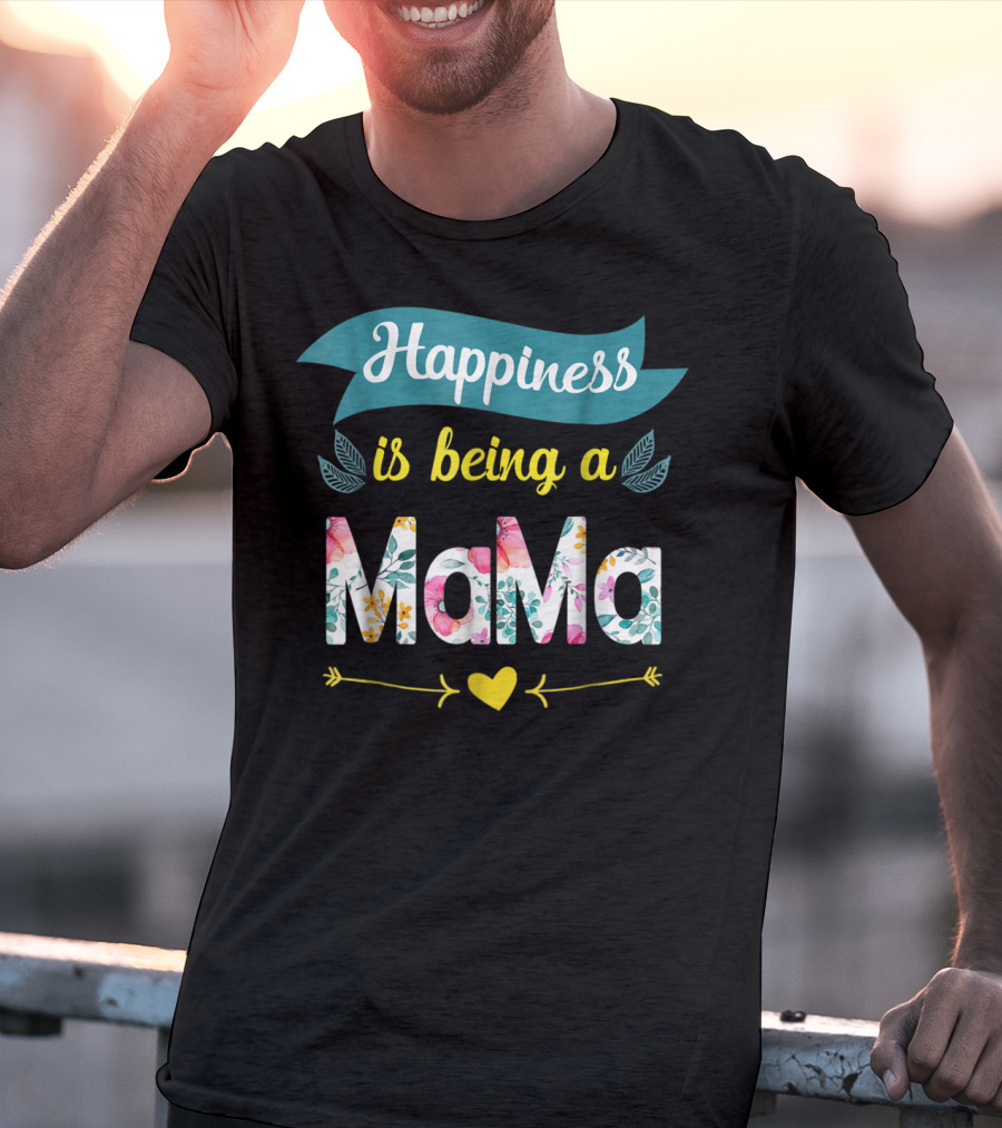 Happiness Is Being A Mama Floral Heart T-Shirt