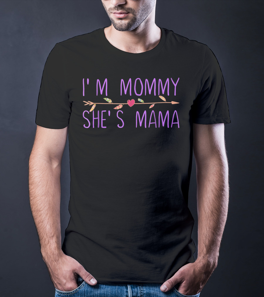 I'm Mommy She's Mama Gay Lesbian Wifey Heart Arrow Feathers T-Shirt