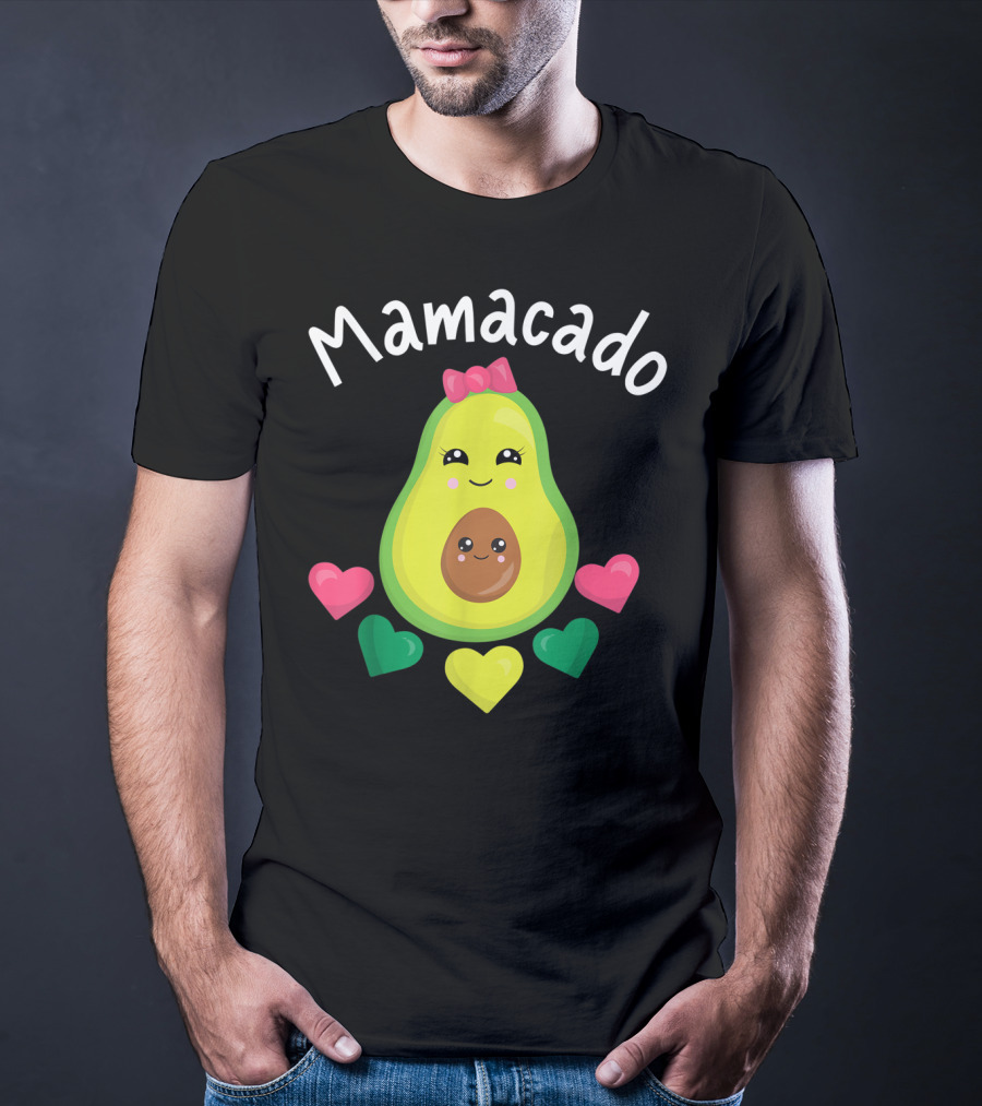Mamacado Cute Avocado Lover Vegan Vegetarian Heart T-Shirt