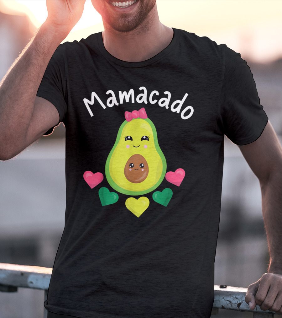 Mamacado Cute Avocado Lover Vegan Vegetarian Heart T-Shirt