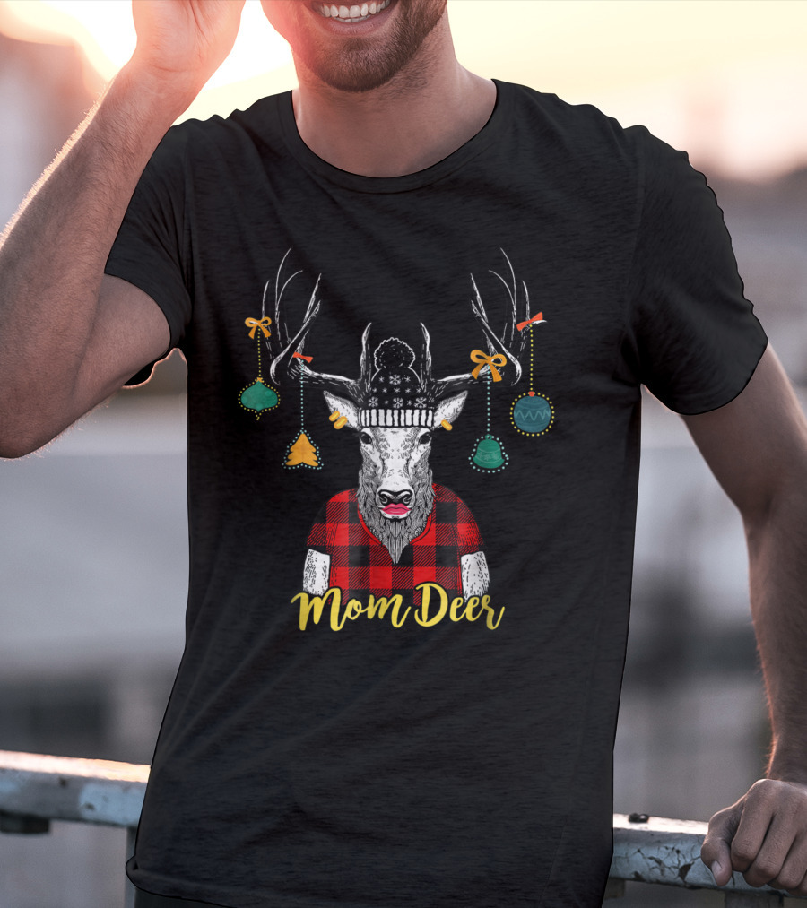 Mom Deer Christmas Plaid Noel Xmas Apparel16 T-Shirt