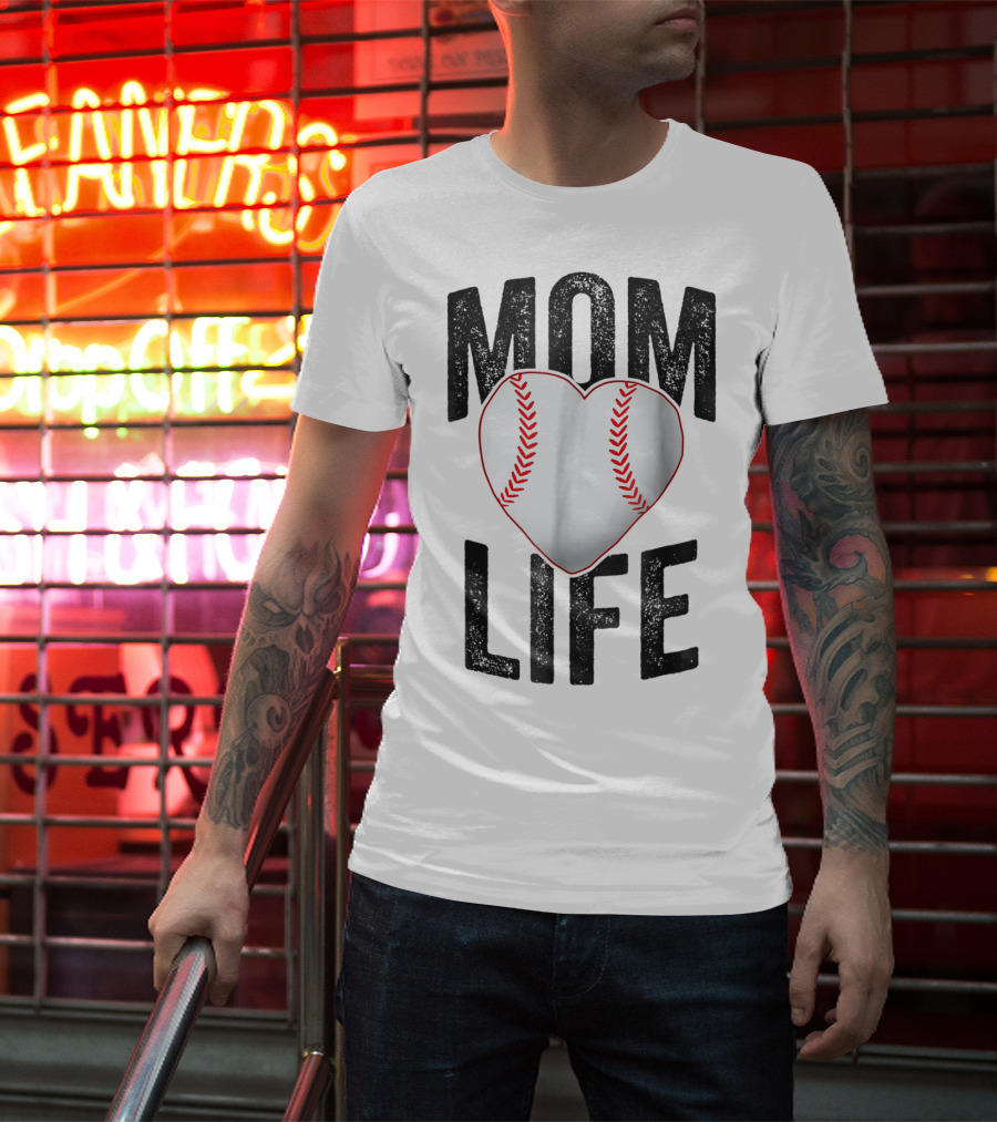 Mom Life Baseball Heart Mother Mama Player Team Heart25 T-Shirt
