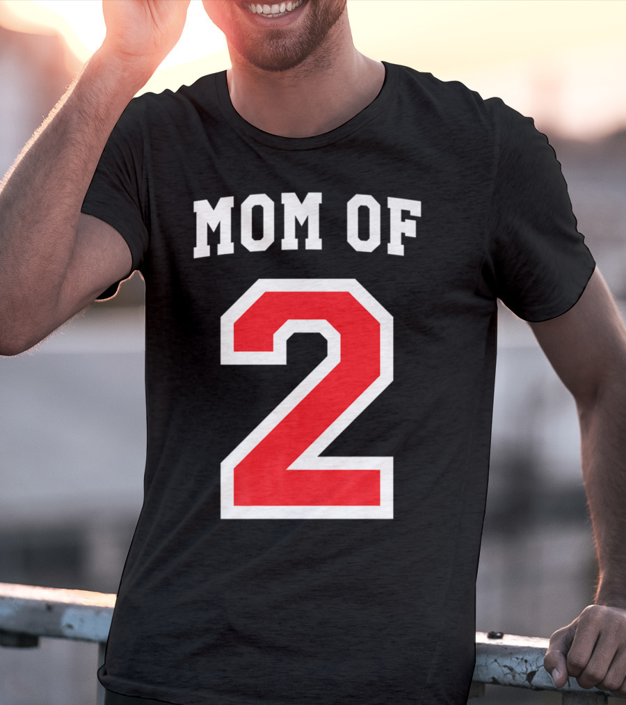 Mom Of 2 Kids Baseball Mom Sports Jersey T-Shirt
