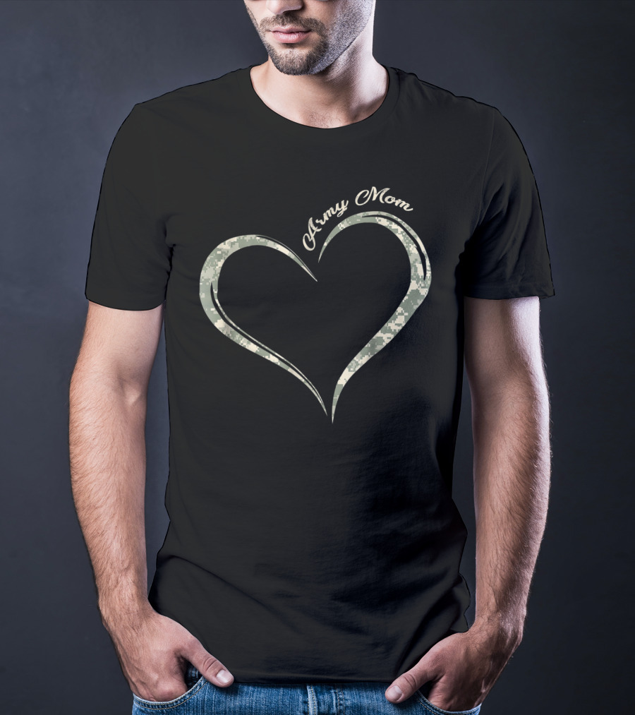 Army Mom Camo Heart T-Shirt