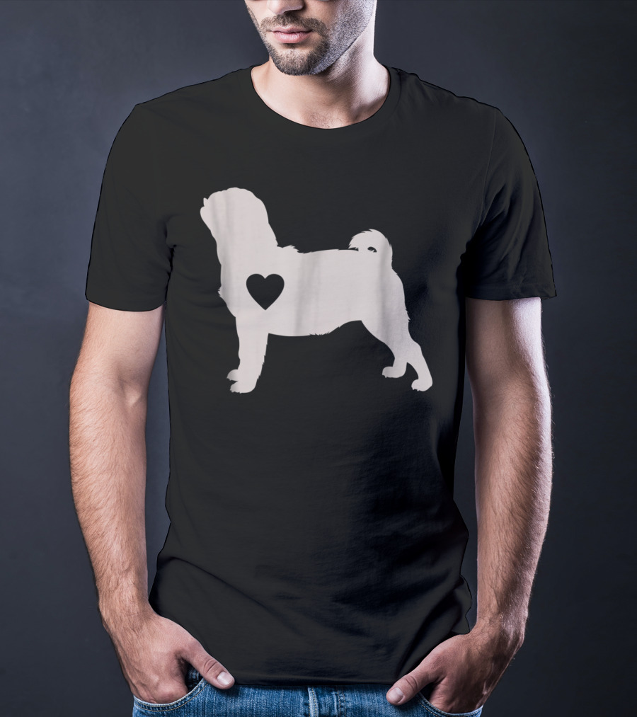 Pug Love Heart Silhouette Dog Idea Pug Dog T-Shirt