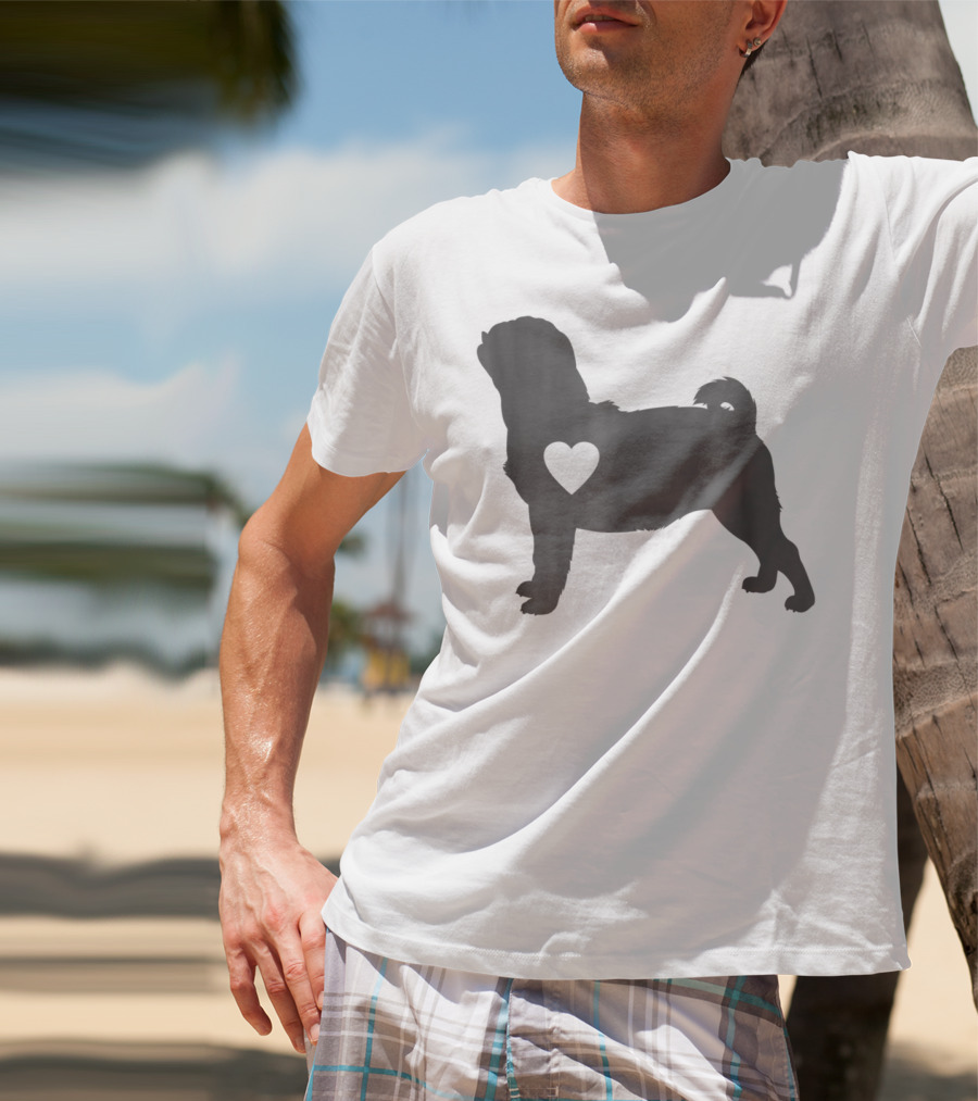 Pug Love Heart Silhouette Pug Dog Mom59 T-Shirt