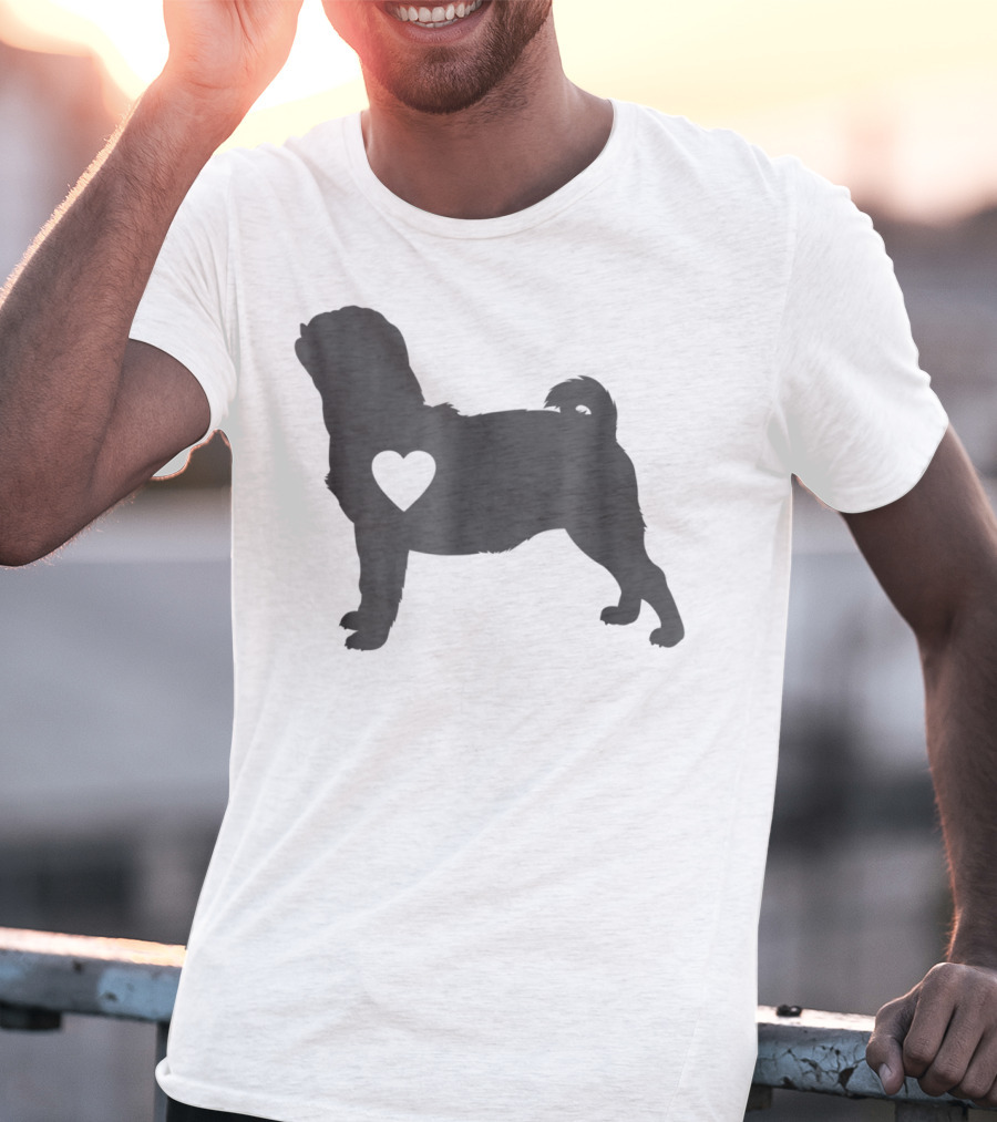 Pug Love Heart Silhouette Pug Dog Mom59 T-Shirt