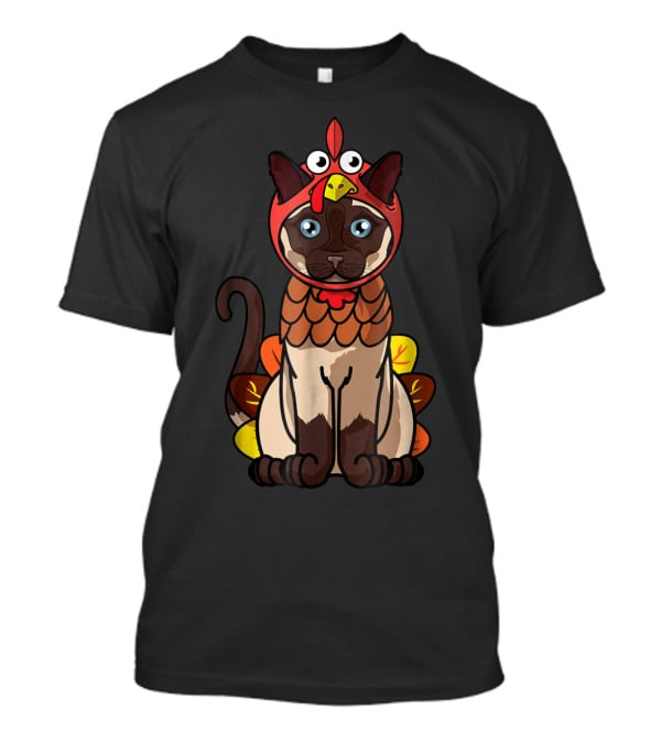 Thanksgiving Siamese Cat Mom Owner In Turkey Costume Greetings T-Shirt