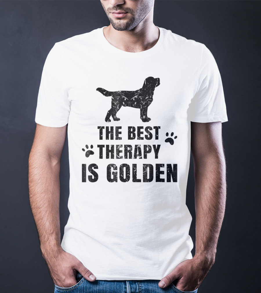 The Best Therapy Is Golden With Dog Paw Prints T-Shirt