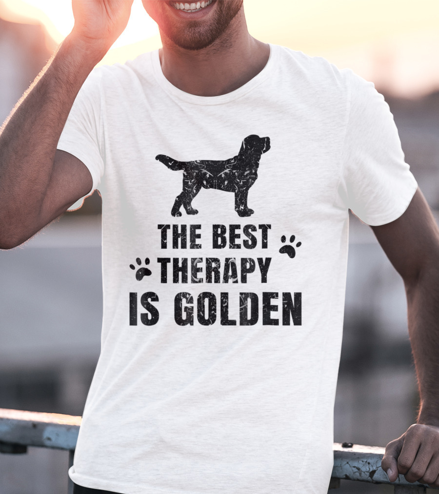 The Best Therapy Is Golden With Dog Paw Prints T-Shirt