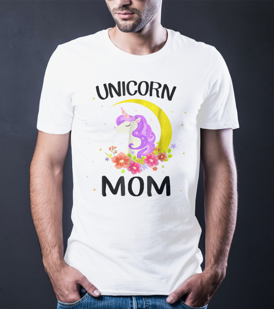 Unicorn Mom Moon Floral Magic T-Shirt