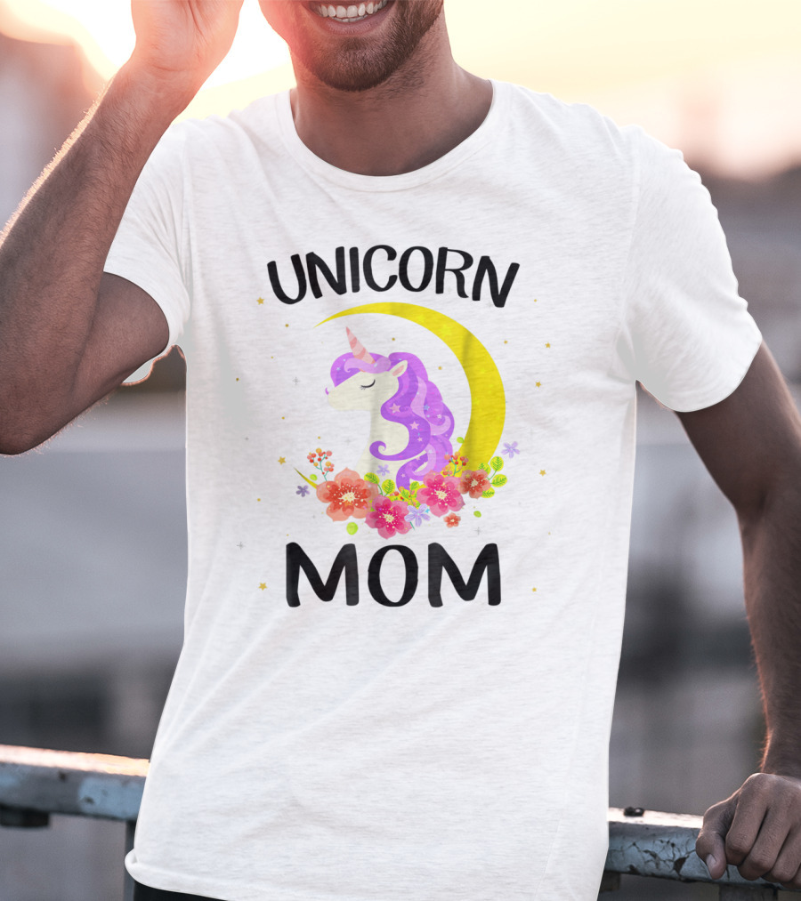 Unicorn Mom Moon Floral Magic T-Shirt