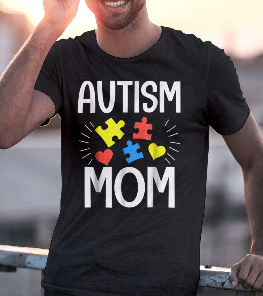 Autism Mom Colorful Puzzle Heart T-Shirt
