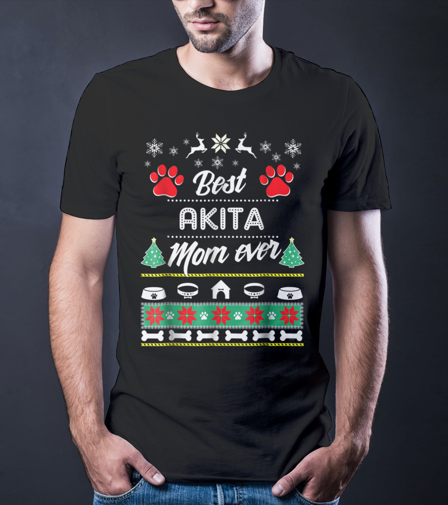 Best Akita Mom Ever Ugly Christmas T-Shirt