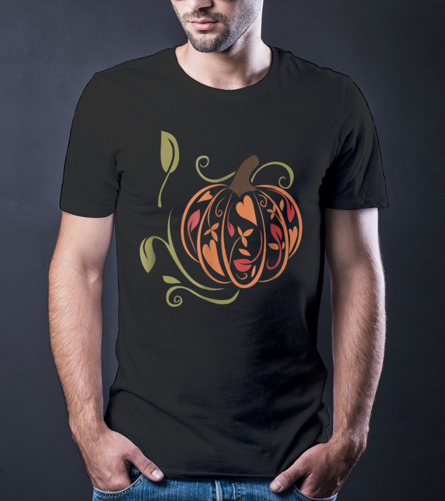 Autumn Pumpkin Fancy Elegant Teacher Mom Wife65 Fall T-Shirt