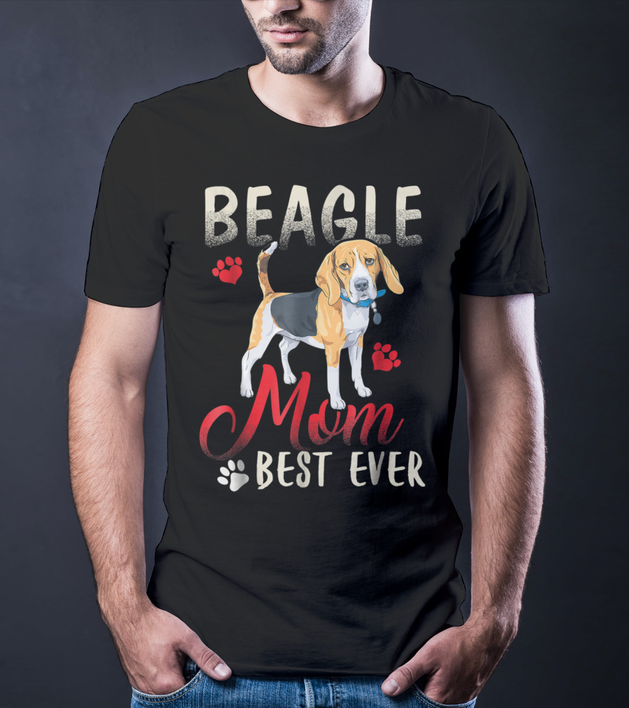 Beagle Mom Best Ever Beagle Dog With Paw Prints T-Shirt