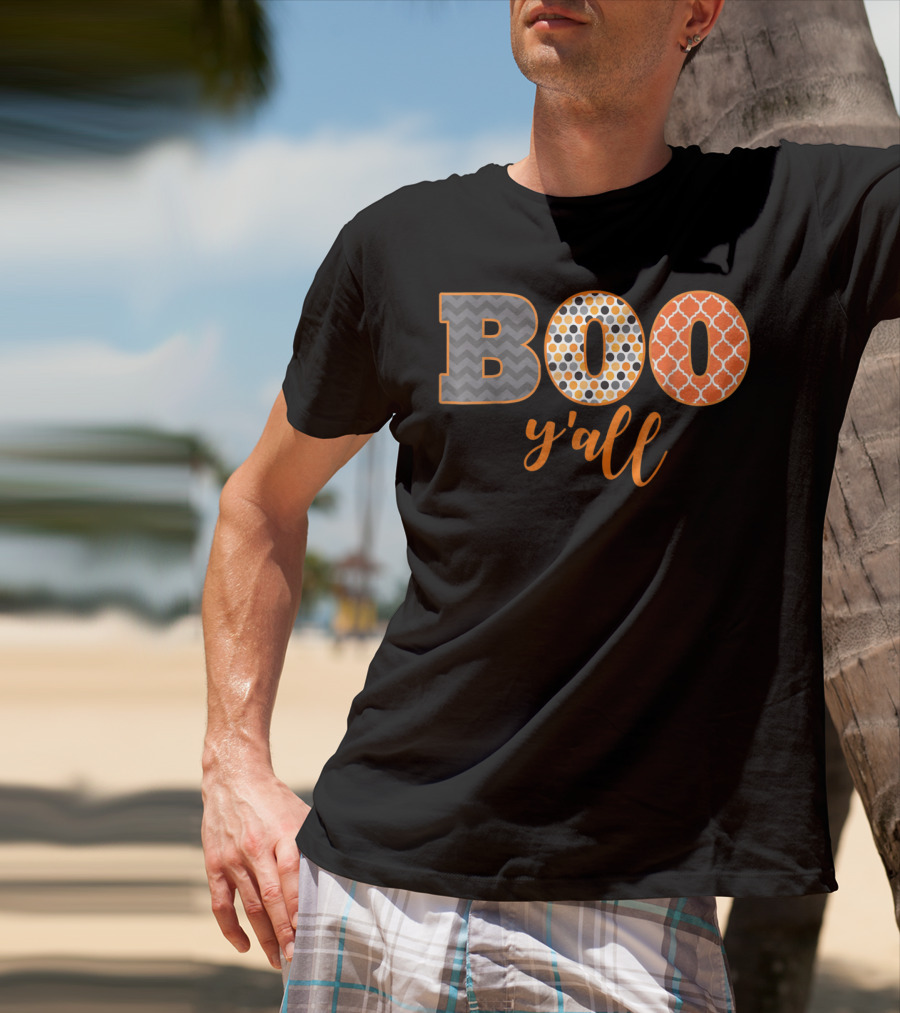 BOO Y'all Halloween Perfect Dad Teach51 Chevron Polka Dots T-Shirt