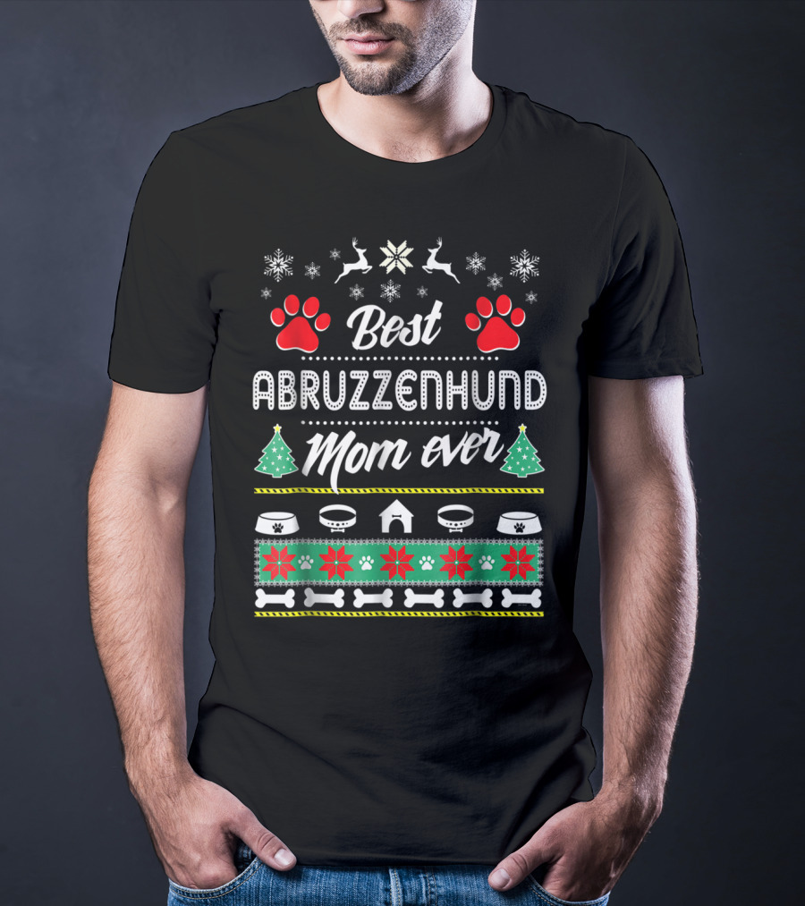 Best Abruzzenhund Mom Ever Holiday Paw And Snowflake Motif T-Shirt