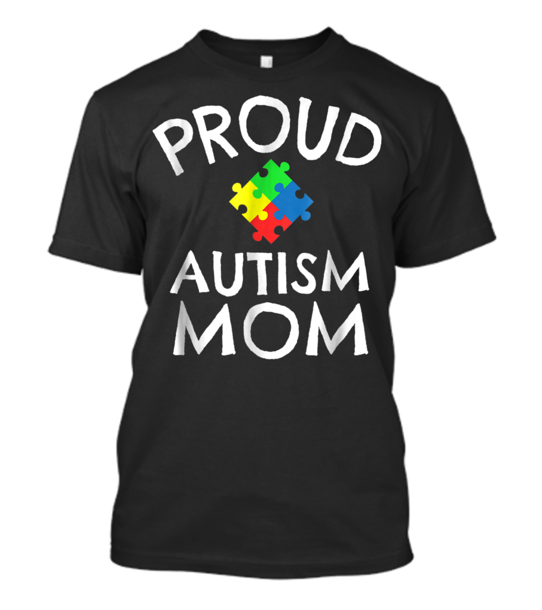Proud Autism Mom Colorful Puzzle Autism Awareness T-Shirt