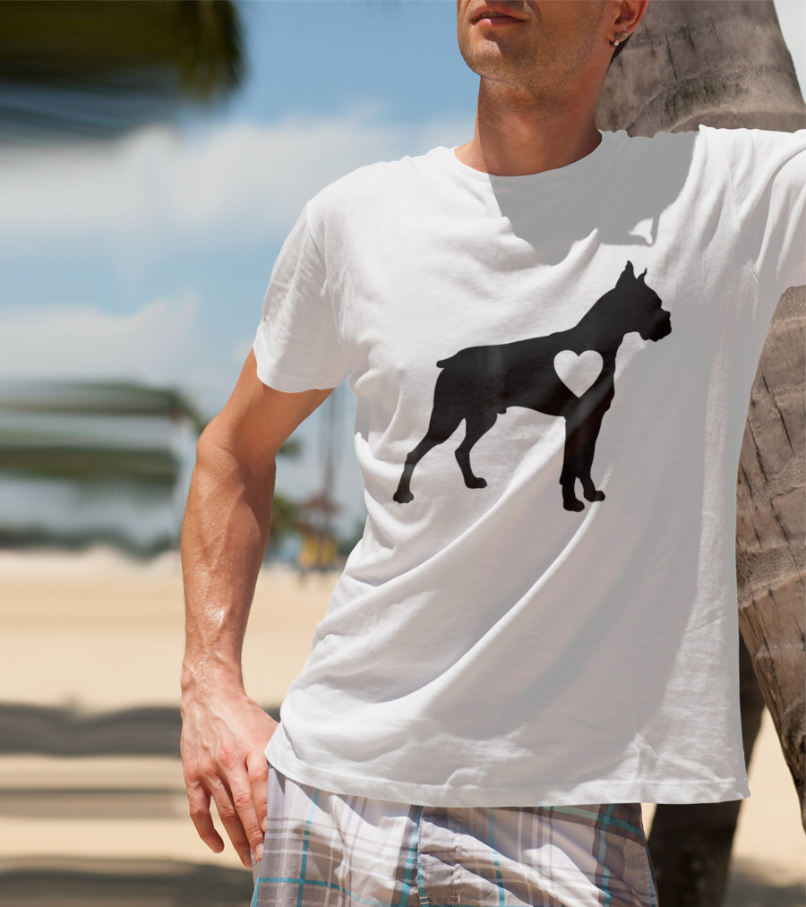 Boxer Dog Heart Silhouette Design For Loving Dog Moms T-Shirt