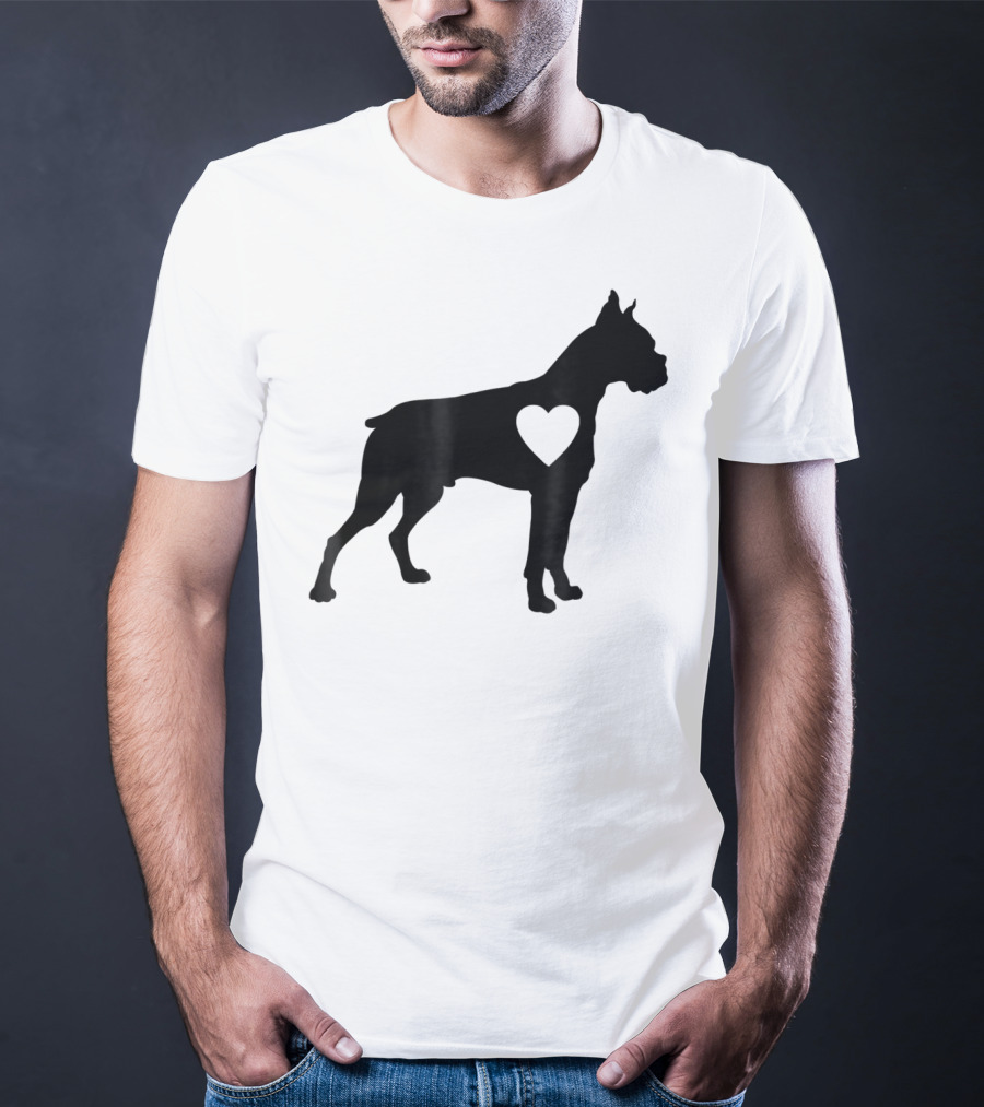 Boxer Dog Heart Silhouette Design For Loving Dog Moms T-Shirt