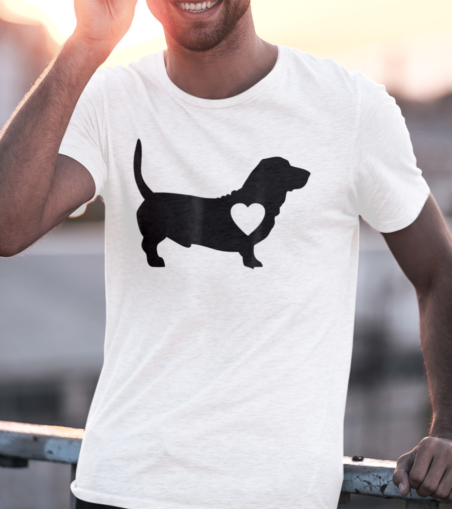 Basset Love Heart Silhouette Dog Idea Dog T-Shirt