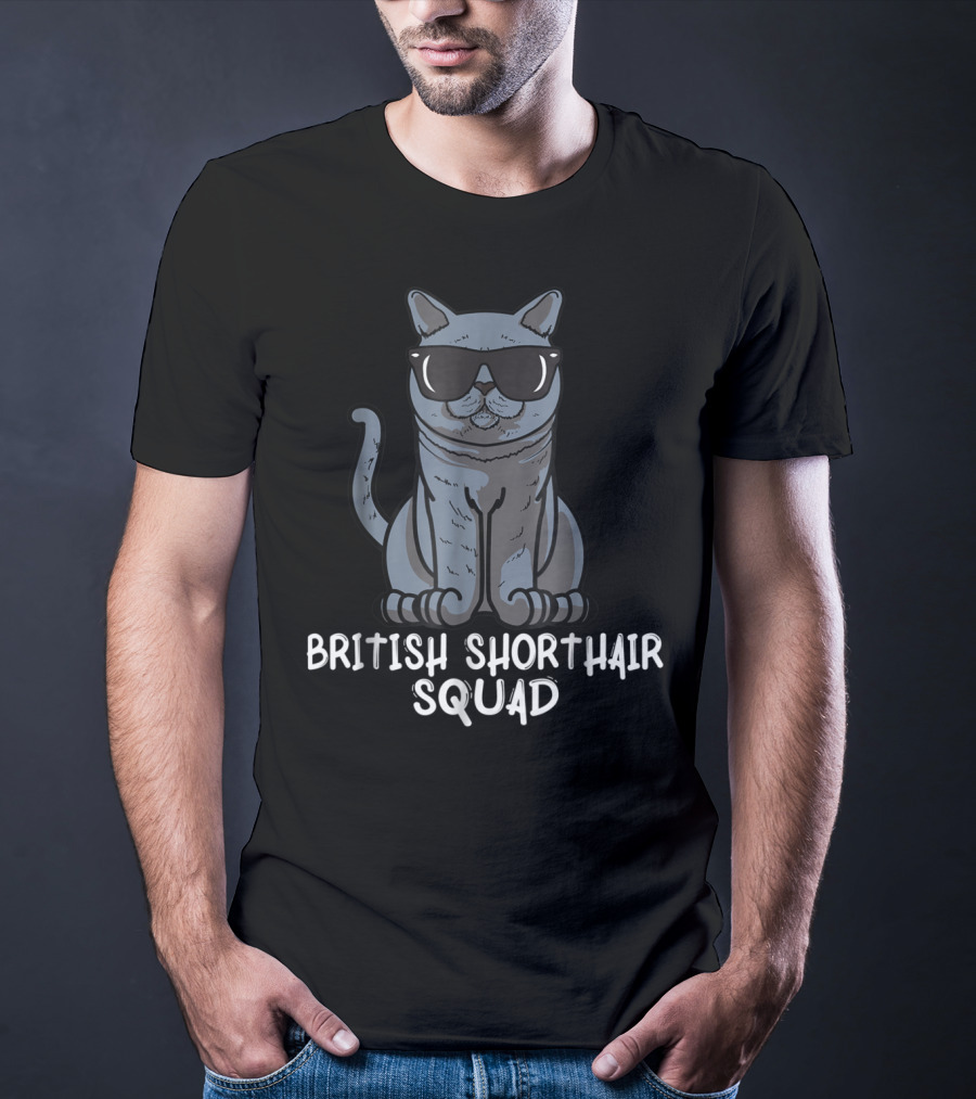 British Shorthair Squad Cat Mom Squad Cool Cat With Sunglasses T-Shirt