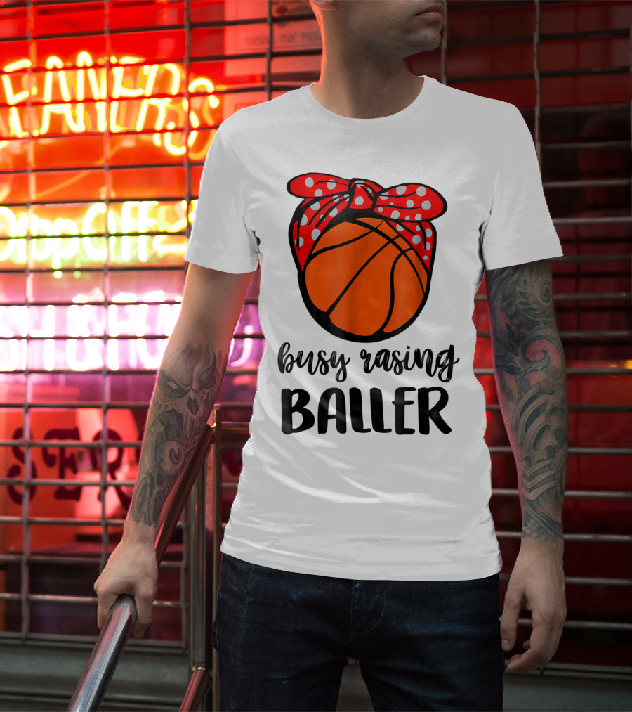 Busy Raising Baller Basketball Bandana Bow T-Shirt
