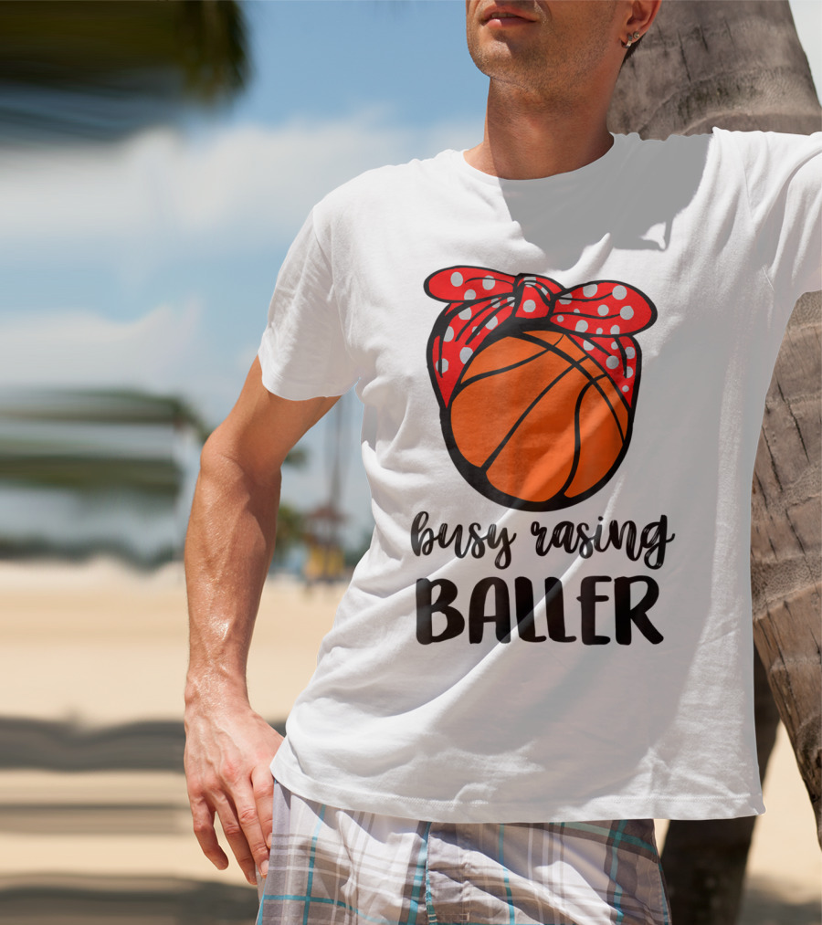 Busy Raising Baller Basketball Bandana Bow T-Shirt