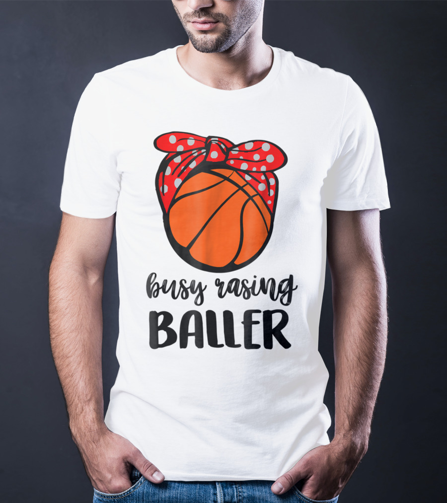 Busy Raising Baller Basketball Bandana Bow T-Shirt