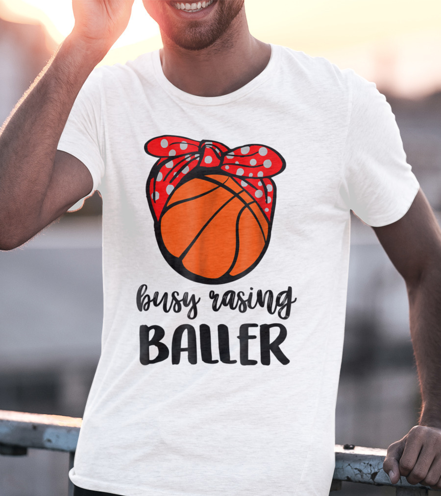 Busy Raising Baller Basketball Bandana Bow T-Shirt