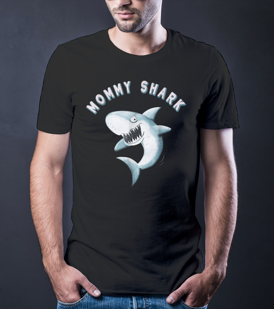 Mommy Shark I Shark Print Baby Shark T-Shirt