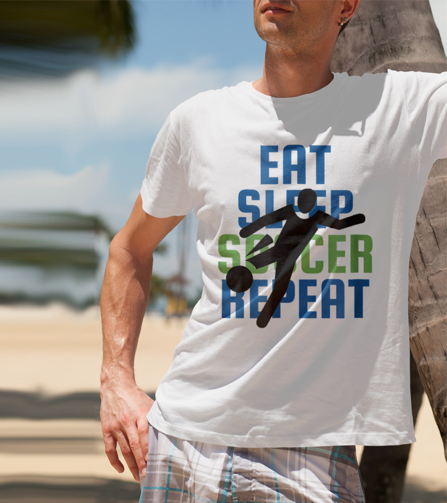 Eat Sleep Soccer Repeat Mom Girl Boy Kids Youth Soccer Player T-Shirt