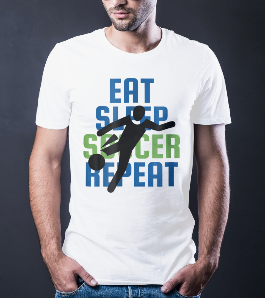 Eat Sleep Soccer Repeat Mom Girl Boy Kids Youth Soccer Player T-Shirt