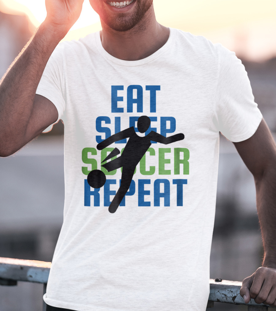 Eat Sleep Soccer Repeat Mom Girl Boy Kids Youth Soccer Player T-Shirt
