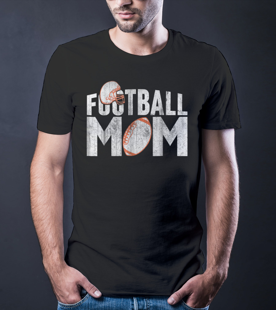 Football Mom Helmet And Ball Fan T-Shirt