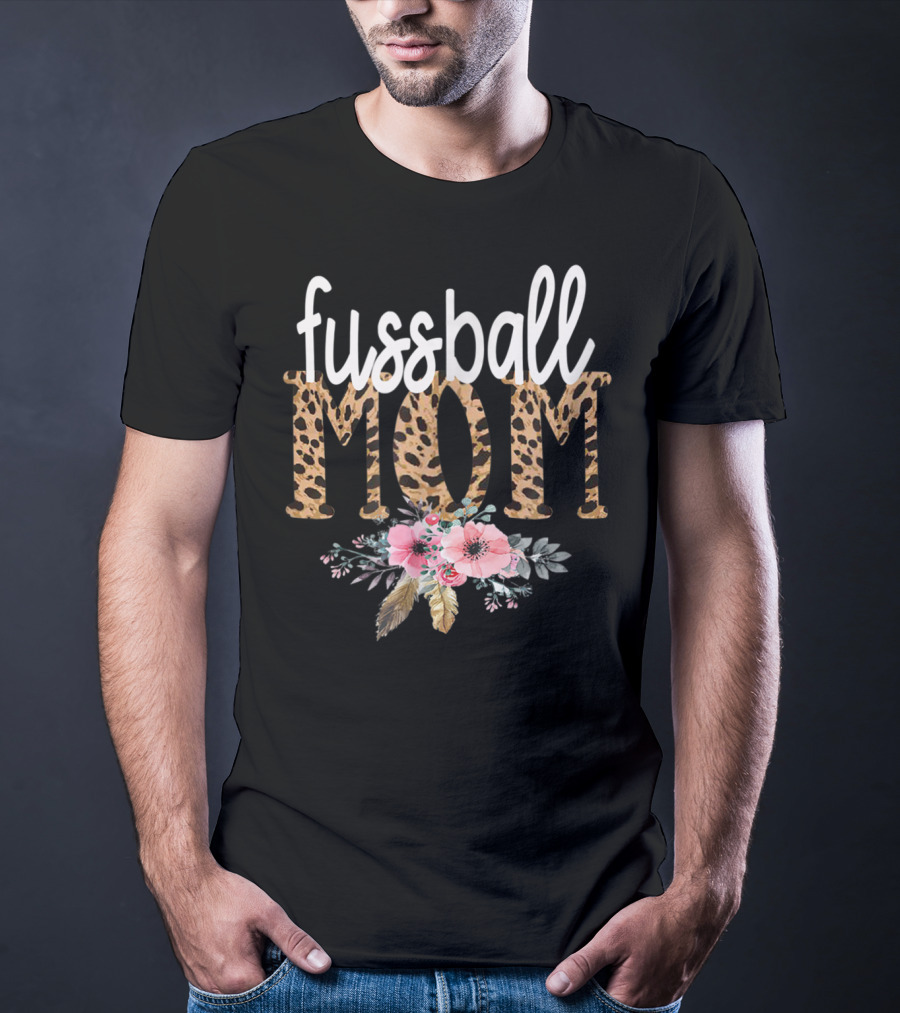 Fussball Mom Leopard Print Floral T-Shirt