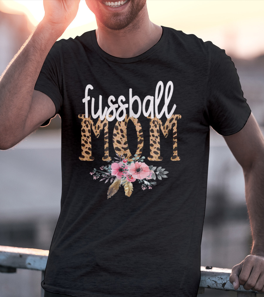 Fussball Mom Leopard Print Floral T-Shirt