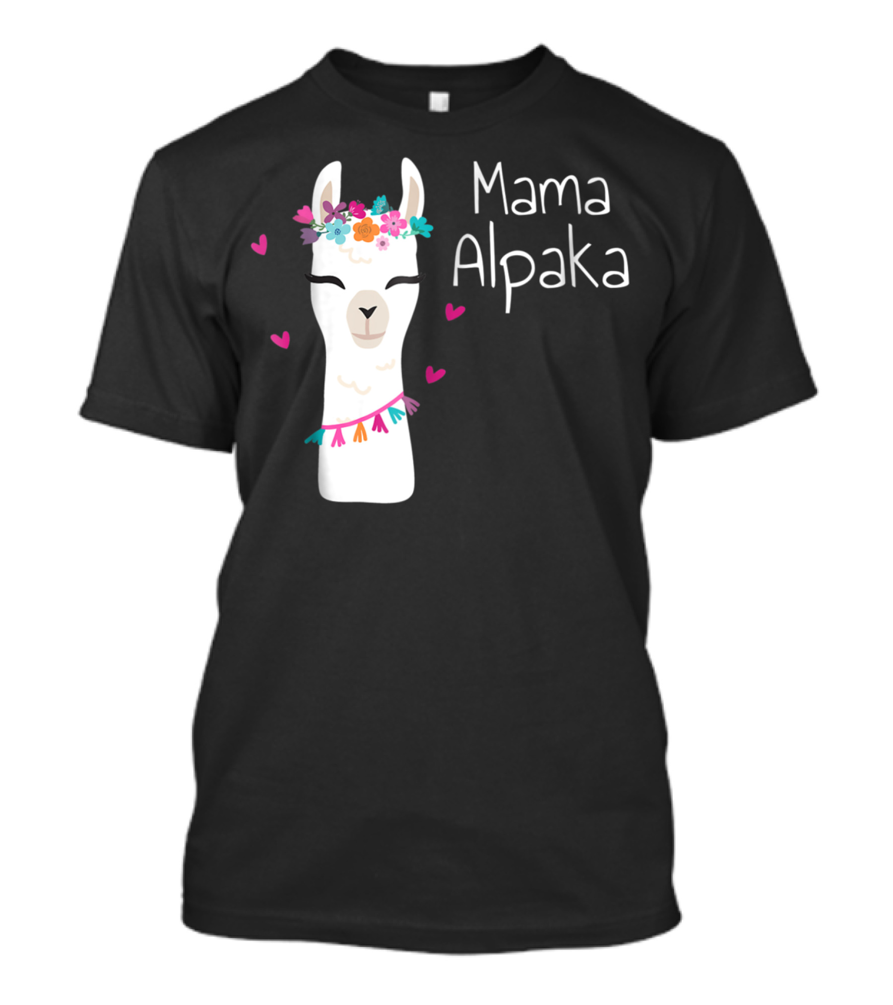 Mama Alpaka Funny Cute Floral Hearts T-Shirt